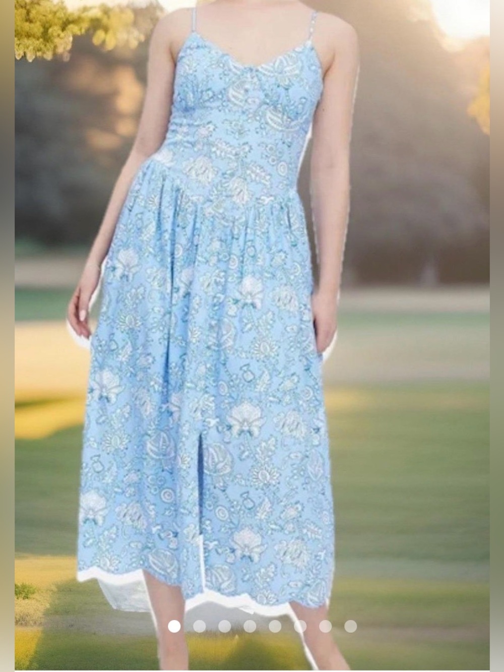 Roller rabbit floral midi dress blue NWT